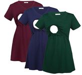 Bearsland Womens 3 Packs V Neck Nursing Tops Maternity Breastfeeding Tee Shirts,red+Blue+Green,S