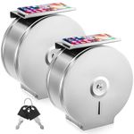 Mifoci 2 Pcs Toilet Paper Dispenser with Shelf Wall Mount Commercial Toilet Paper Holder Stainless Steel 9 Inch Roll Tissue Dispenser with Lock and Key for Commercial Home Bath, Silver