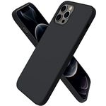 ORNARTO Compatible with iPhone 12 Case 6.1 and iPhone 12 Pro Case, Slim Liquid Silicone 3 Layers Full Covered Soft Gel Rubber Case Cover 6.1 inch-Black