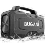 Bluetooth Speaker, BUGANI Super Powerful Loud Speaker 80W, Portable Wireless Speakers with Subwoofer, IPX7 Waterproof Speaker Support Mic AUX Power Bank, Long Playtime for Outdoor, Black