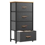 YITAHOME Chest of Drawers with 4 Drawers,Bedroom Drawers, Fabric Dresser with Wood Top,Drawer storage unit for for Bedroom, Living room, Kids room,Dark Grey