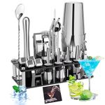 Gabrella Cocktail Shakers Set, 23PCS Cocktail Set, Cocktail Making Kit with 750ml Boston Shaker, Strainer, Jigger, Mixing Spoon, Tongs, Bottle Stoppers, Opener, Recipes for Drink Mixing, Home, Bar