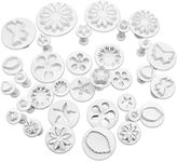 Aoliandatong 33 Pcs Baking Mold Tools Fondant Plunger Cutters, Cake Cookie Cutter for DIY Cookies Cake Decorating Tools, Heart Flower Leaf Butterfly Star Daisy Shape DIY Decorating Mold