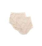 Bali Women's Firm Control Shapewear Brief with Lace DFX054 2-Pack, Light Beige/Light Beige, XXL