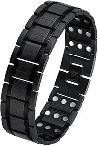 HyyMe 3X Strength Titanium Magnetic Bracelet, Magnetic Braceler for Men, Lymphatic Drainage Bracelet Adjustable Length and with Professional Gift Box.(Deep black)
