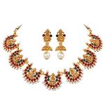 Shining Diva Fashion Latest Temple Design Necklace Set for Women Traditional Choker Gold Plated Jewellery Set for Women (Multicolor) (10653s)