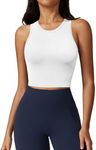 ATTRACO Shelf Bra Tank Tops for Women Crop Tops Trendy Undershirt Cute Basic Gym Tops White Small