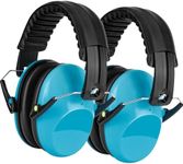 BlueFire Kids Ear Protection Safety Earmuffs, 27dB Kids Hearing Protection Ear Muffs, 2 Pack Foldable Noise Reduction Earmuffs Ear Defenders for Sleeping, Studying, Shooting(Blue)