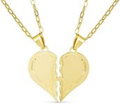 Personalized Simple Plain BFF Breakable Split 2 pcs Set Broken Heart Break Apart Puzzle Pendant Necklace Women for Mom 18K Gold Plated