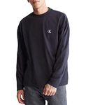 Calvin Klein Men's Relaxed Fit Archive Logo Crewneck Long Sleeve Tee, Black Beauty, Large