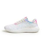 LUCKY STEP Women's Glitter Shoes Sparkly Lightweight Metallic Sequins Tennis Sneakers (White, 10US-41EU-8UK)