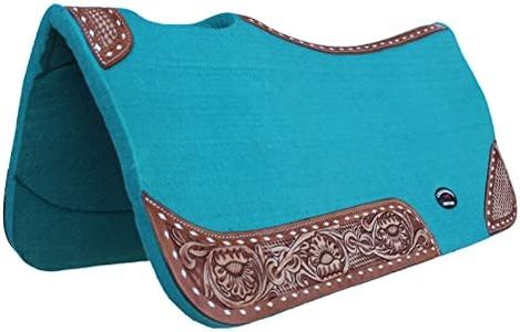 CHALLENGER Horse 32" x 30" Western Contoured Wool Felt Therapeutic Saddle Pad Teal 39209TL