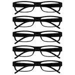 The Reading Glasses Company Black Value 5 Pack Lightweight Mens Womens RRRRR32-1 +1.50