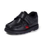 Kickers Boy's Fragma Single Strap Moc Toe Comfortable Leather Shoes Leather Shoes, Black, 10 UK Child