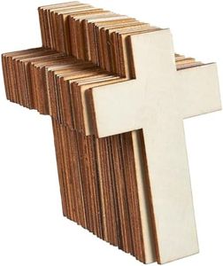 Unfinished Wood Cutout - 25-Pack Cross Shaped Wood Pieces for Wooden Craft DIY Projects, Sunday School, Church, Home Decoration, 2.7 x 4.2 inches