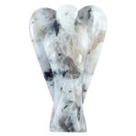 Crocon Rainbow Moonstone Healing Crystal Gemstone Pocket Angel Hand Carved Feng Shui Figurine Peace Reiki Guardian Good Luck Statue Worry Stone Spiritual Ornaments Prayer Gift 2-2.5 Inch