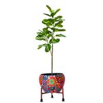 Kayra Decor 4.5 Feet Fiddle Leaf Fig Tree - Big Tree Artificial for Home with Pot (Black)