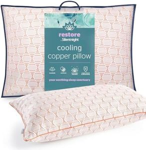 Silentnight Restore Cooling Copper Pillow - Naturally Cooling Cool Cold Copper Infused Pillow for Night Sweats and Hot Flushes - Anti Bacterial and Anti Ageing - Pack of 1