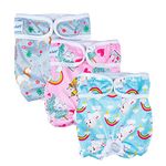 Pet Soft Washable Female Diapers (3 Pack) - Female Dog Diapers, Comfort Reusable Doggy Diapers for Girl Dog in Period Heat (Animals, XS)