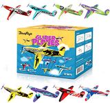 32 Pack Glider Planes,8" Long Flying Glider Plane,8 Different Designs,Easy Assembly,Durable Quality-Kids Party Favors for Valentines Airplanes,Birthday Party, Carnival Prizes