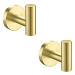 Nolimas Bathroom Towel Hooks SUS 304 Stainless Steel Coat Hook Round Clothes Towel Coat Robe Hook Cabinet Closet Door Sponges Holder for Bath Kitchen Garage Hotel,Wall Mounted, Brushed Gold, 2Pack