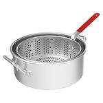 Nexgrill 10.5 Qt. Aluminum Pot with Heavy-Duty Strainer Basket, Built in Drain Clip, Easy Grip Handle, Perfect for Cooking or Frying Seafood, French Fries, Chicken Wings, Durable Side Handles