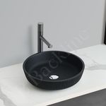 B Backline Artificial stone Basin | Table Top Wash Basin | Countertop Basin | Bathroom Sink | Wash Basin For Bathroom & Livingroom 42 X 42 X 11 Cm (Black Matt)