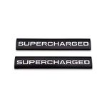 2X Metal Supercharged Logo Car Emblem Premium Auto Badge Rear Trunk Sticker Side Fender Decal (Black&White)