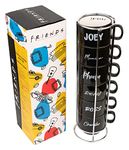 Grupo Erik Friends Mugs | 6 Piece Coffee Mug Set | Stackable Set of 6 Mugs with Stand | Espresso Mugs, Original Coffee Set, Designer Coffee Mug, Friends Mug 80ml, Friends Black