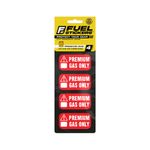 Premium Gas Stickers and Decals - Super-Strong Adhesive and Weather-Resistant – 4 Pack of 2 x 1 inch, 91, 93 Octane for Sports Cars, Hot Rods, Boats, ATV, SUV, and Classics – Premium Gas Only Labels