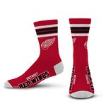 For Bare Feet NHL Detroit Red Wings 4 Stripe Deuce Crew Sock Team Color MEDIUM