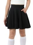 DGSHIRLDJO Kids Girls Skirt with Pocket Casual Pleated Skater Skirt Uniform School Skirt Tennis Skirt 5-14 Years(UK, Age, 8 Years, 10 Years, Regular, M,Black)