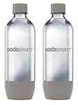 sodastream Twin Pack 1 Litre Reusable BPA Free Water Bottles for Sparkling Water Maker, Compatible with Spirit, One Touch, Power, Genesis, Jet, Cool 2 x Refillable Bottles - Grey