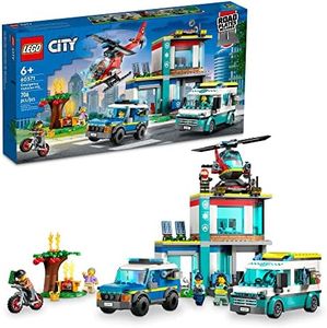 LEGO City Emergency Vehicles HQ 60371 Police, Fire and Ambulance Building Toy Set for Kids, Boys and Girls Ages 6+ (706 Pieces)