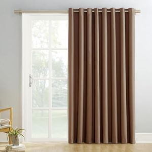 Sun Zero Easton Extra-Wide Blackout Sliding Patio Door Curtain Panel with Pull Wand, 100" x 84", Barley Brown