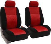 FH GROUP FH-FB060102 Trendy Elegance Pair Bucket Seat Covers, (Airbag Compatible) Red/Black Color-Fit Most Car, Truck, SUV, or Van