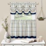 Achim Home Furnishings Tattersall Tier Pair and Valance Set - 58 x 24/52 x 14 - Navy