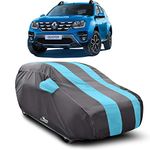 Drench Water Resistant - dust Proof - car Body Cover for Compatible with Renault Duster car Cover - Water Resistant UV Proof - car Body Cover (Sky Blue with Mirror)