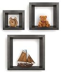 Greenco Set of 3 Floating Cube Shelves, Espresso Finish