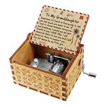 Engraved Wood Music Boxes Handmade Wooden Music Boxes and Songs with Stainless Steel by Music Chests Custom Vintage Hand Crank Musical Box Christmas Birthday Gift (To My Granddaughter From Grandma)