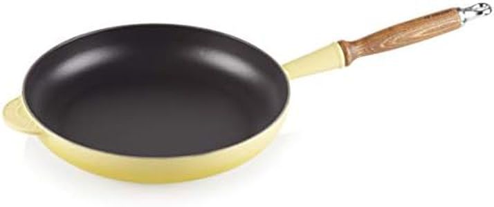 Le Creuset Padella in Ghisa con Manico di Legno, Rotonda, Ø 28 cm, Adatta a Tutte le Fonti di Calore incl. Induzione, 3,28 kg, Giallo