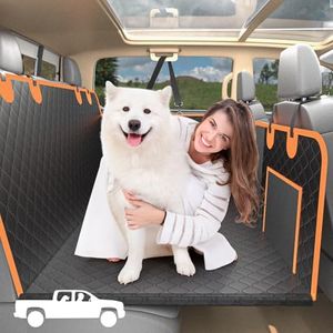 Toffos Dog Car Seat Cover for Trucks, Large Hard Bottom Load Back Seat Extender and Dog Car Hammock Protector for Truck F150, Silverado, RAM 1500 Crew Cab, GMC Sierra (Black)