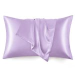 Love's cabin Silk Satin Pillowcase for Hair and Skin (Light Purple, 20x30 inches) Slip Pillow Cases Queen Size Set of 2 - Satin Cooling Pillow Covers with Envelope Closure