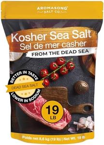 Aromasong 100% Natural Sea Salt from the Dead Sea Food Grade 19 Lb, Kosher Salt Grain, Gluten Free Unrefined, Grinder Refill For Daily Cooking, Canning & Pickling -Large Resealable Bag
