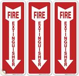 Sigo Signs Fire Extinguisher Decal Self Adhesive Sticker 4x12" 4 Mil Vinyl Sign- Indoor & Outdoor Use - UV Protected & Waterproof Sleek (3 Pack)