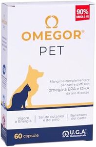 Omegor Pet – Suplemento Omega3 para Perros y Gatos con EPA y DHA de Aceite de Pescado purificado de altísima Calidad – Certificado 5 Estrellas IFOS – para la Salud del Pelo y Las articulaciones de tu