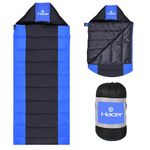 Hacer Aravalli 3in1 Camping Sleeping Bag Open Like Comforter & Mattress +6 to +20 Degree Winter Hiking Trekking Baby, Adult Men & Women Train Travelling Bags (Black & Blue, 7 Ft, 1.2 KG)