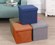 ALMAND Fabric Living Foldable Storage Bins Box Ottoman Bench Container Organizer With Cushion Seat Lid,Cube,Multi Colour(30X30X30 Cm) (1 Pcs), Multi-coloured