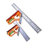 Presch Combination Square Set 150mm & 300mm Metric – Two Accurate Metal Carpenters Tools with Square Ruler – Try Square Set – High-Quality Measuring Tool – Set Square metal