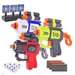 SZJYMY 3 Pack Blaster Gun Toy Guns, Soft Foam Dart Blaster Compatible with Nerf Guns with 10 Little Tumbler 1 Nerf Targets For Shooting 30 Pcs Soft Foam Darts Toys For 3 Year Olds Boys